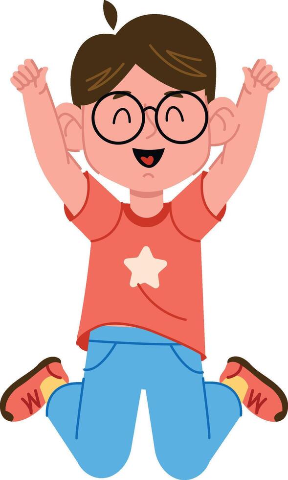 Happy Boy Jumping with Joy vector