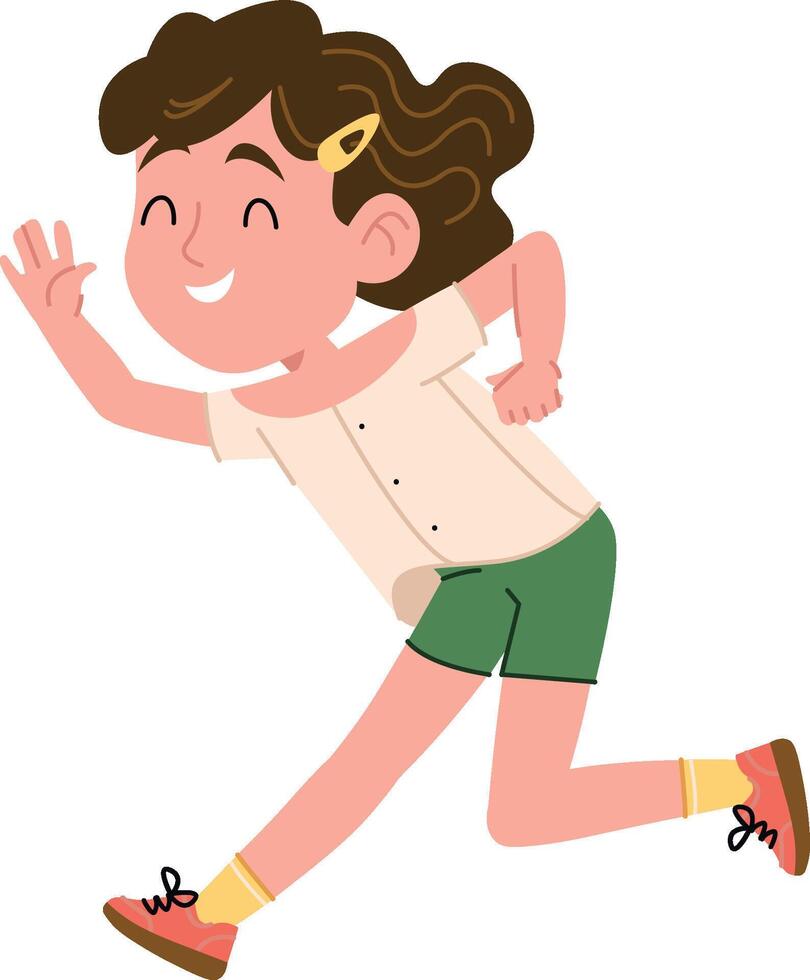 Happy Girl Running Playfully vector