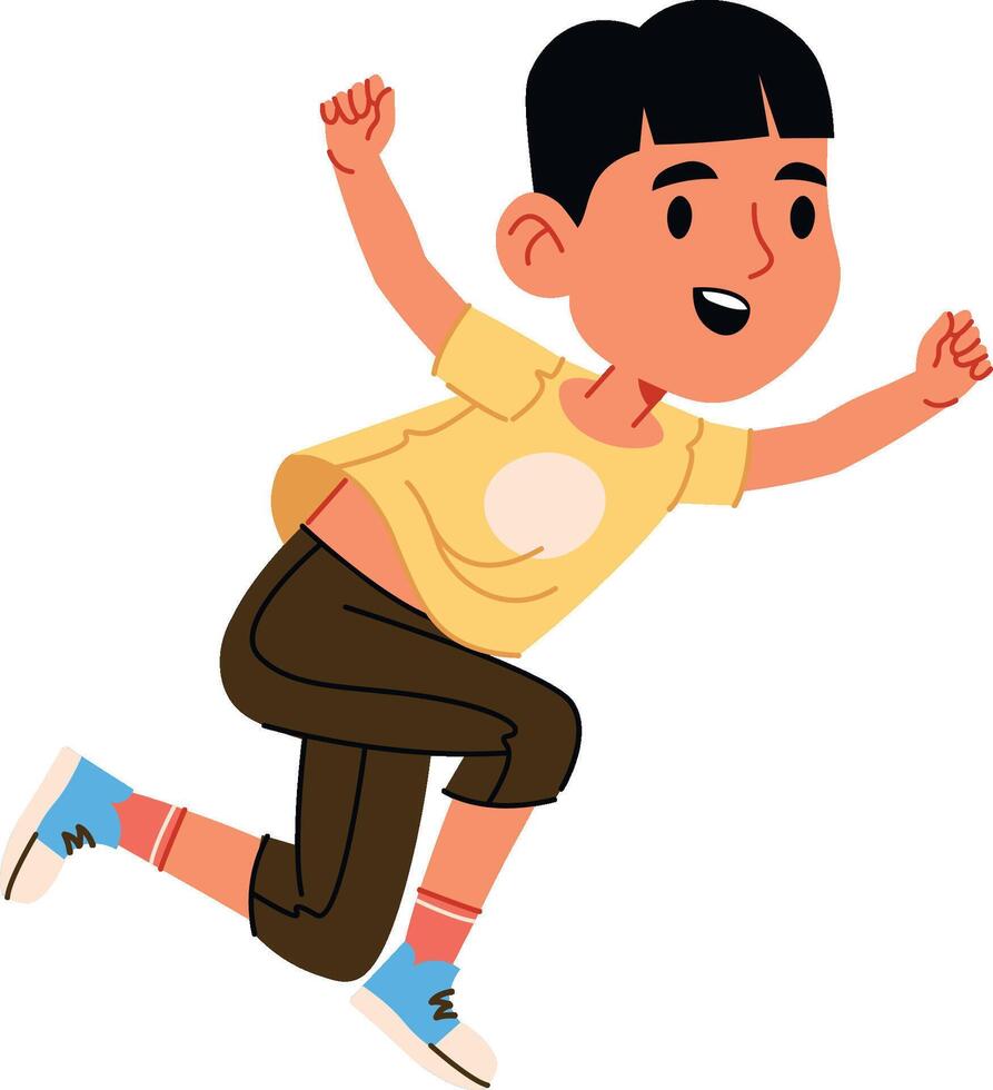 Joyful Boy Jumping Happily vector