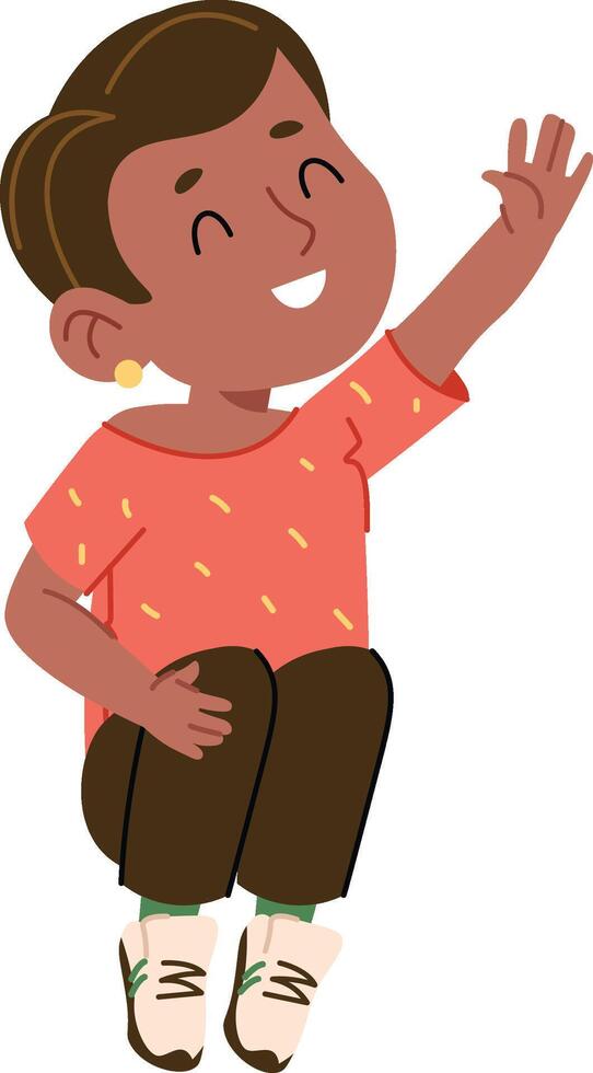 Smiling Child Waving Hand vector