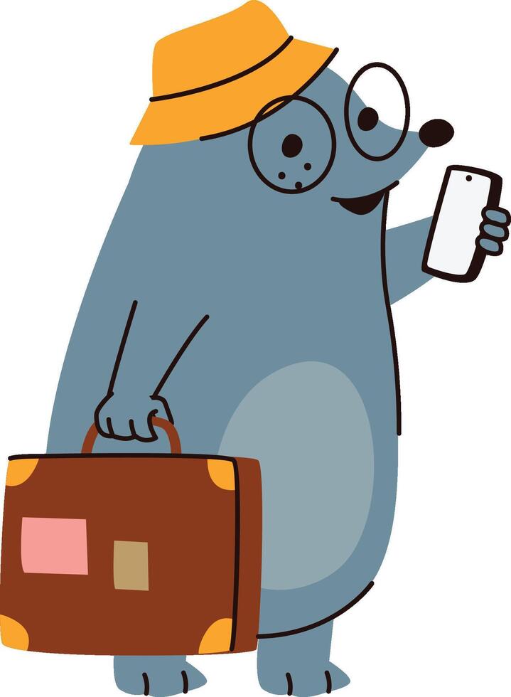Mole Traveler with Suitcase vector
