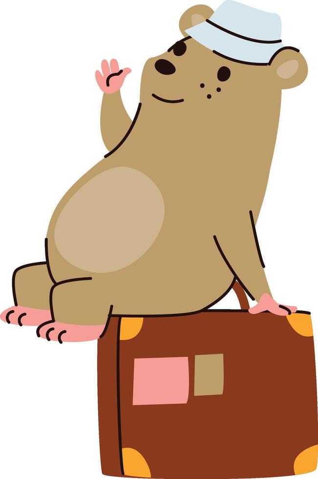Bear Sitting on Suitcase vector