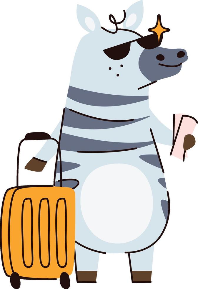 Zebra Traveler with Luggage vector