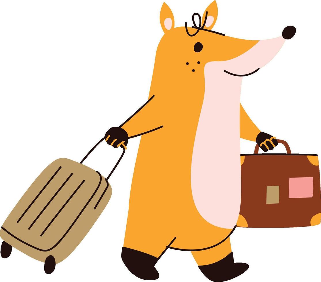 Fox Traveling with Luggage vector