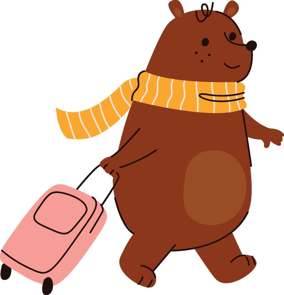 Bear with Luggage and Scarf vector