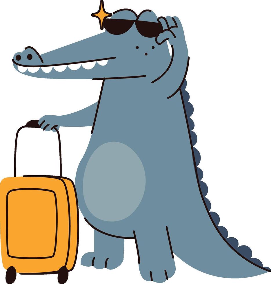Cool Crocodile with Suitcase vector
