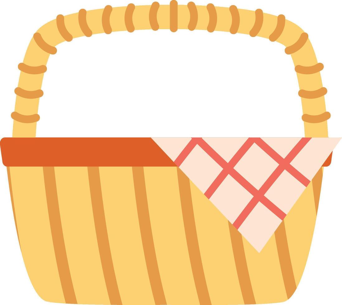 Picnic Basket with Checkered Cloth vector