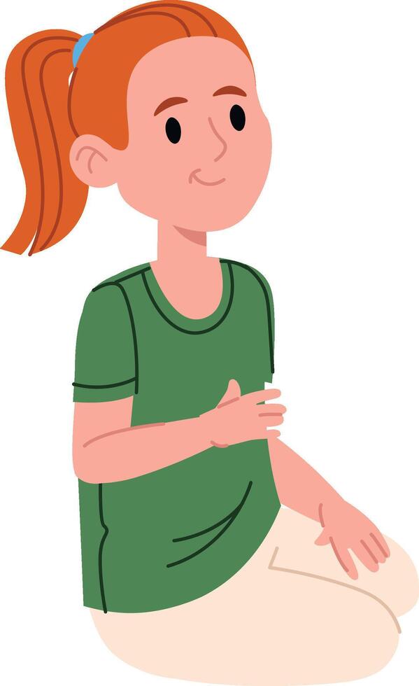 Girl Sitting with Ponytail vector