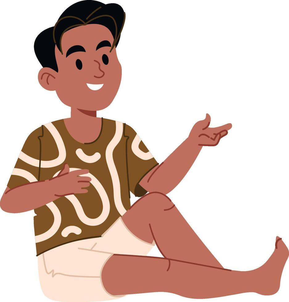 Smiling Boy Sitting Cross-Legged vector