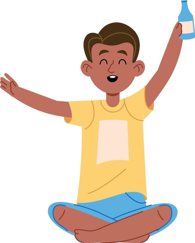 Happy Boy Sitting Cross-Legged Happy Kid vector