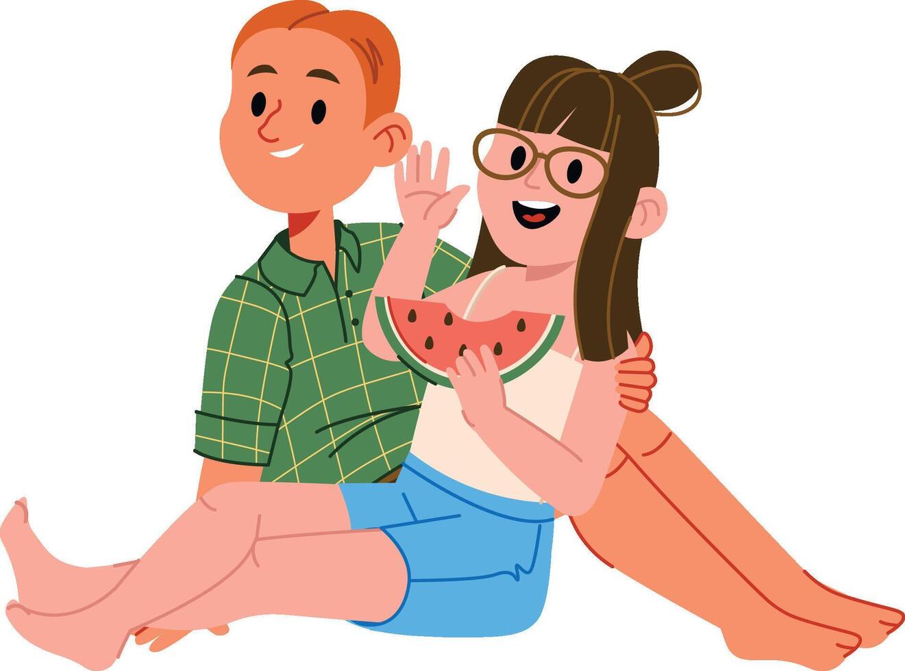 Happy Couple Enjoying Summer Snack vector