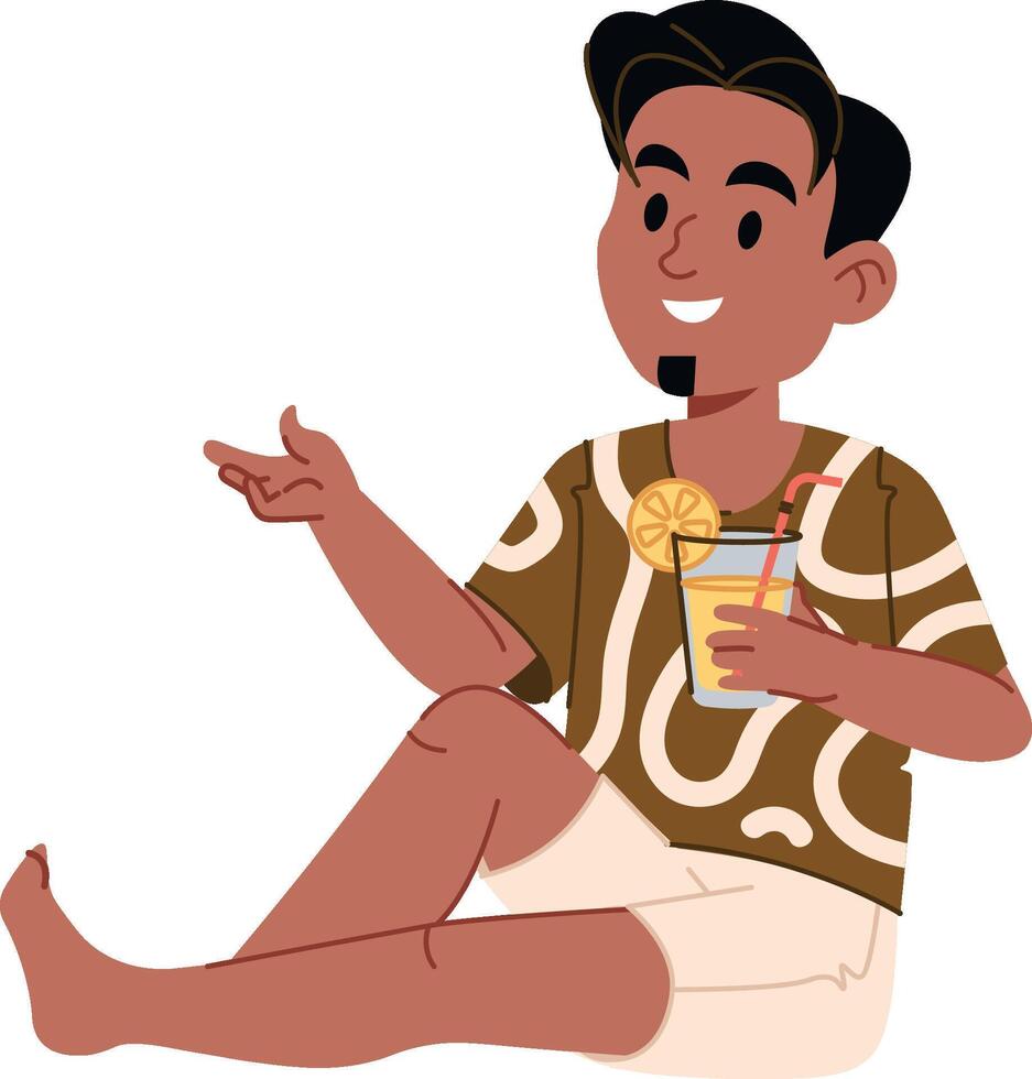 Relaxed Man with Drink vector