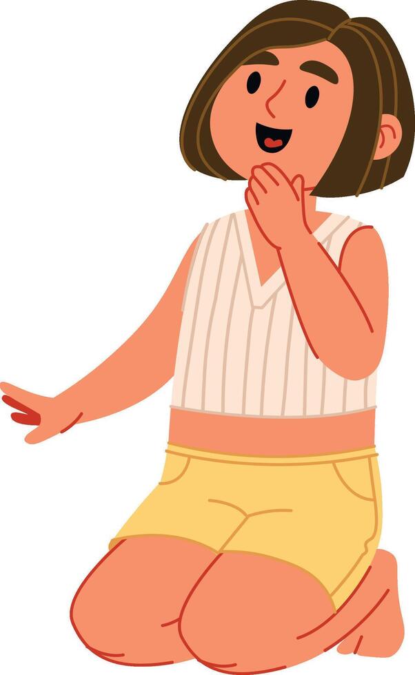 Smiling Girl Kneeling vector