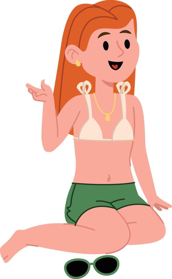 Woman Relaxing in Swimwear vector