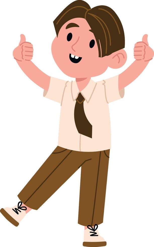 Cheerful Boy Giving Thumbs Up vector