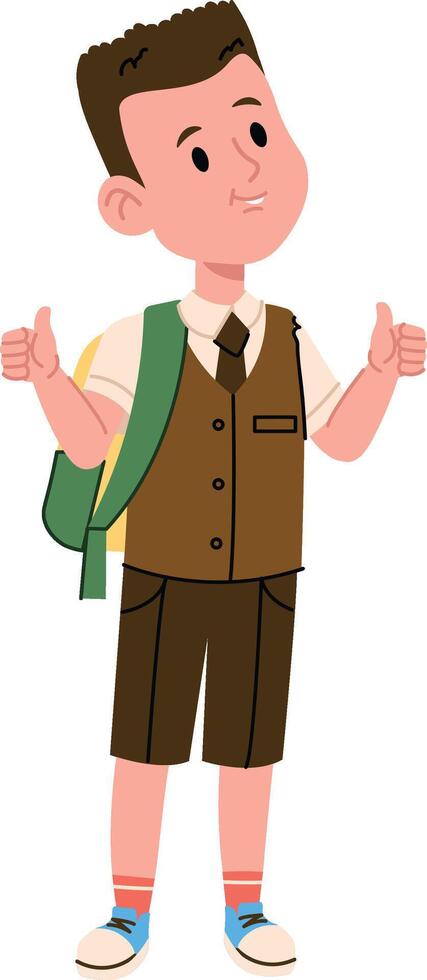 Schoolboy with Backpack Thumbs Up vector