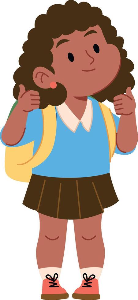 Cheerful Schoolgirl with Backpack vector