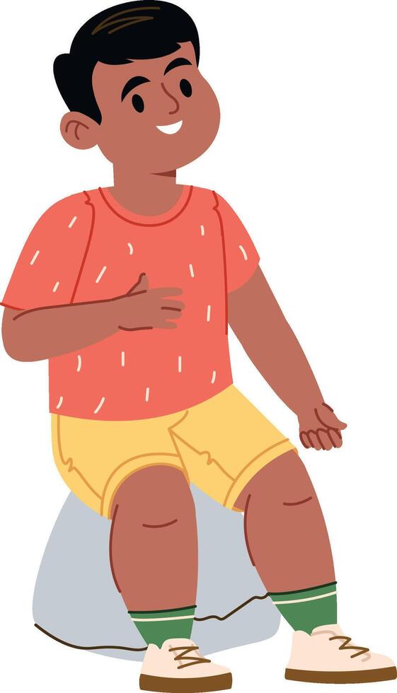 Smiling Boy Sitting on Rock vector