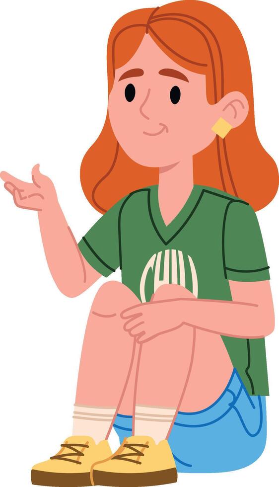 Casual Seating Girl vector