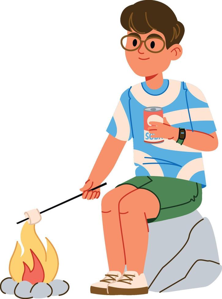 Boy Roasting Marshmallow vector