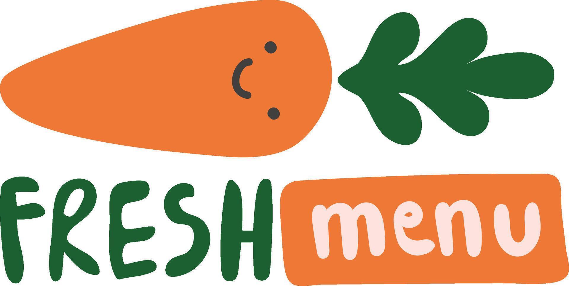 Kids Fresh Menu Smiling Carrot Logo vector