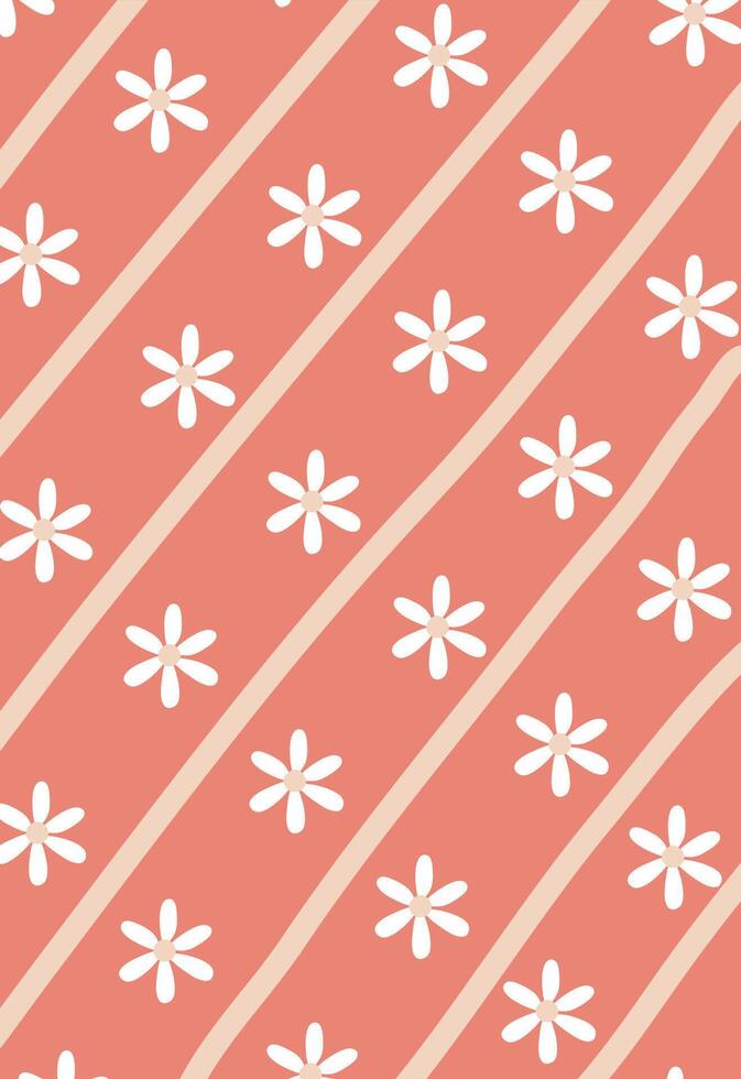 Floral Pattern with Diagonal Stripes vector