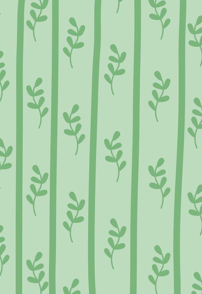 Leafy Pattern with Vertical Stripes Background vector