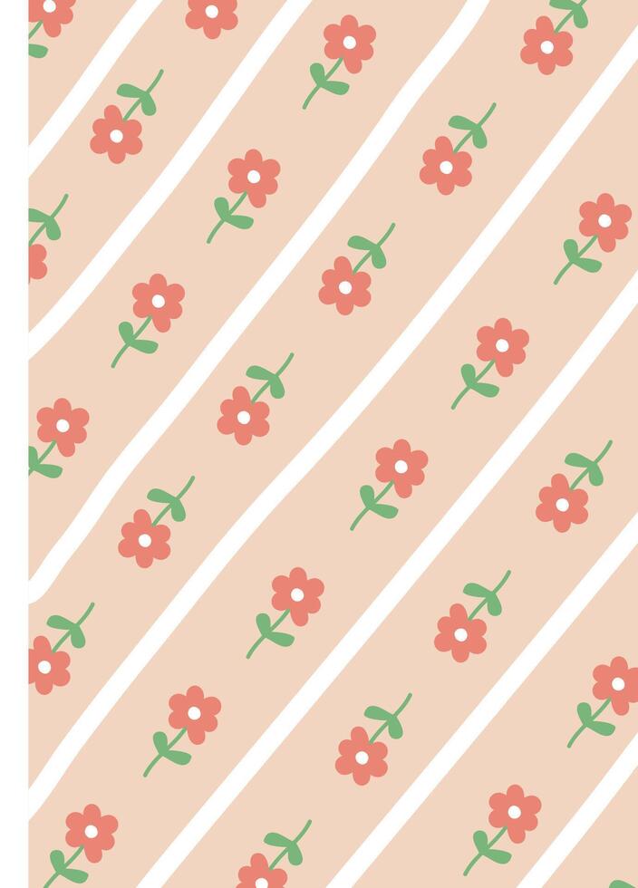 Floral Pattern with Diagonal Stripes Background Abstract vector