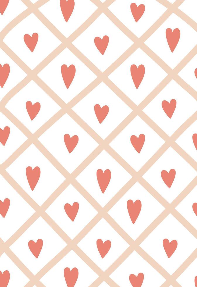 Heart Pattern with Geometric Grid Background vector