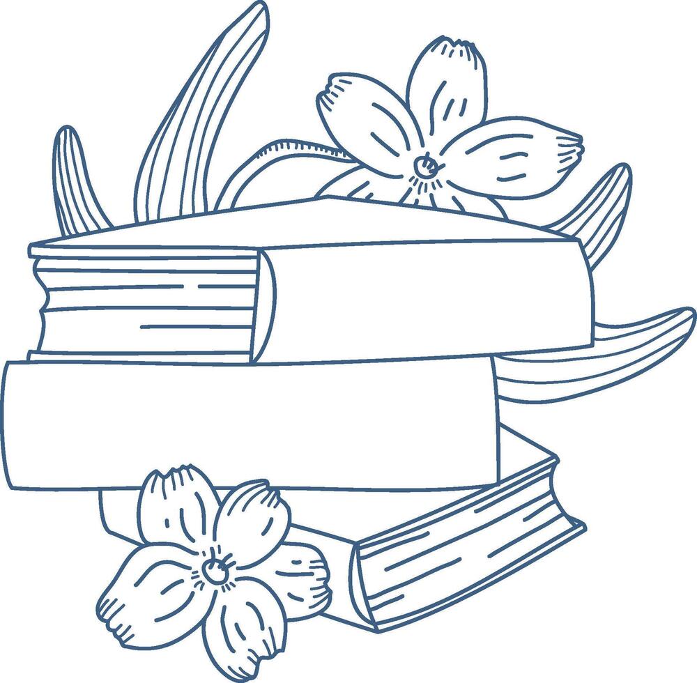 Books and Flowers Sketch vector