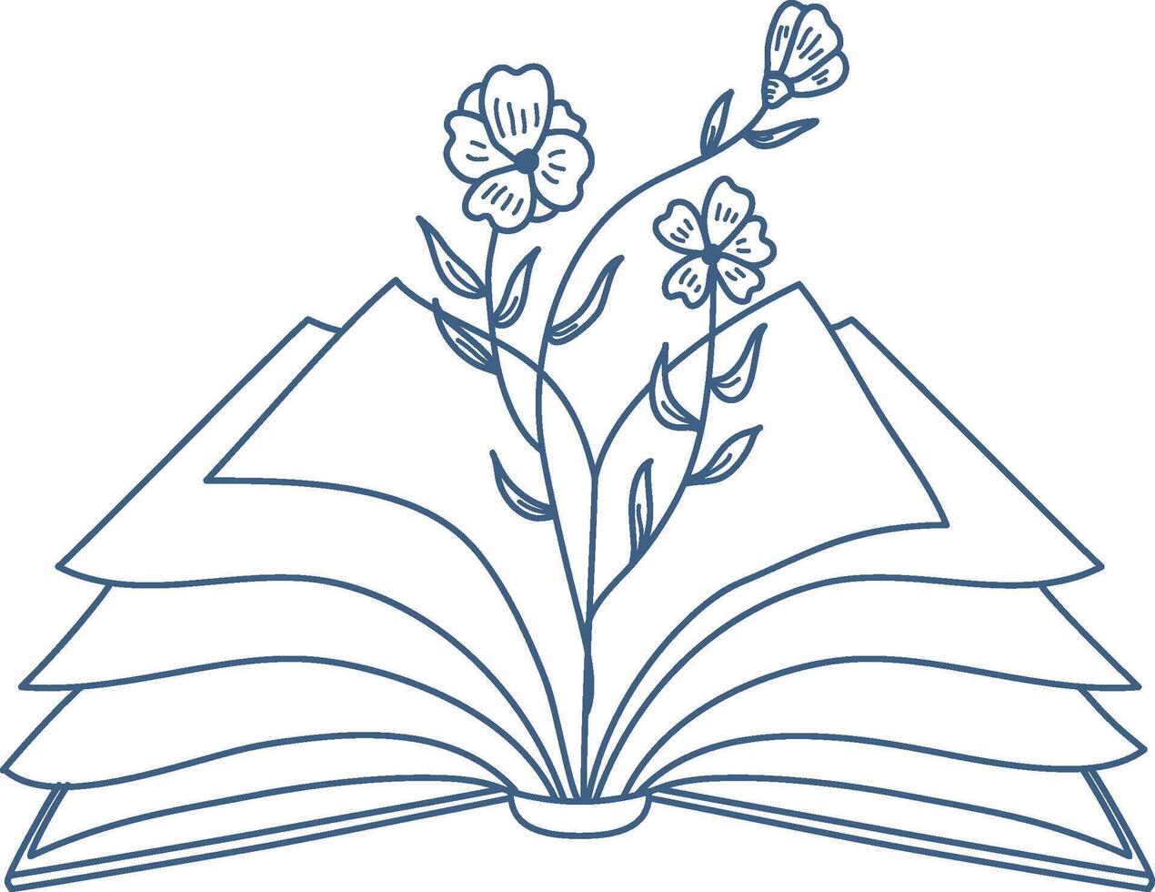 Open Book with Blossoming Flowers Sketch vector