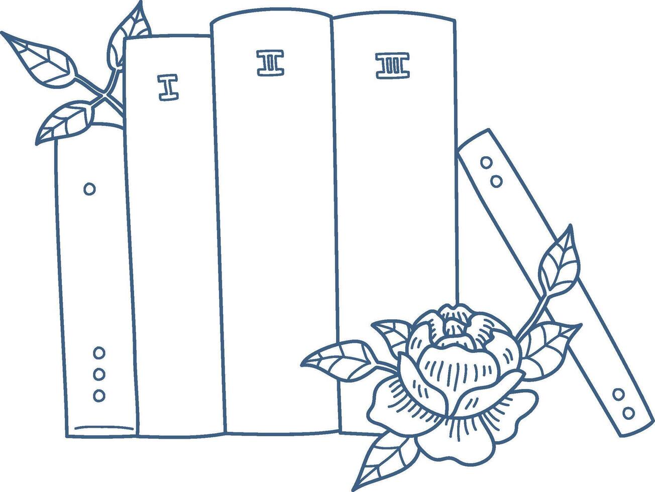 Books and Flowers Sketch Design Style vector