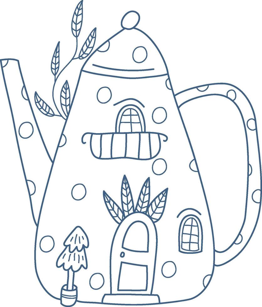 Teapot Fairytale House Sketch vector
