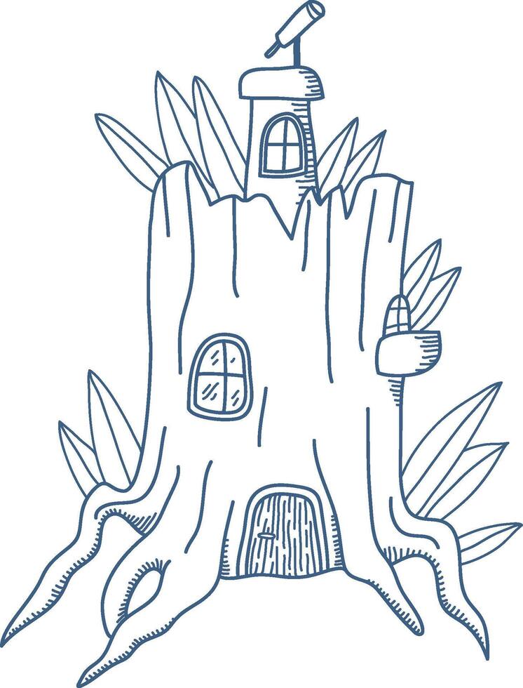 Fairytale Treehouse with Telescope vector