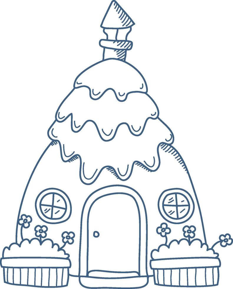 Fairytale Gingerbread House Sketch vector