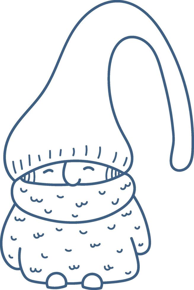 Cozy Gnome with Long Hat Doodle vector