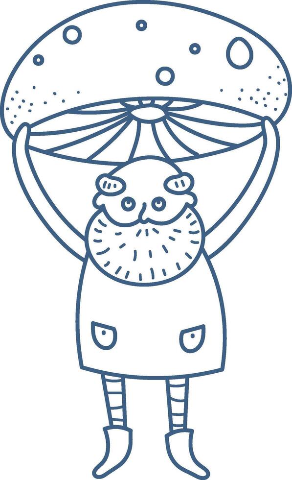 Bearded Gnome Holding Mushroom vector