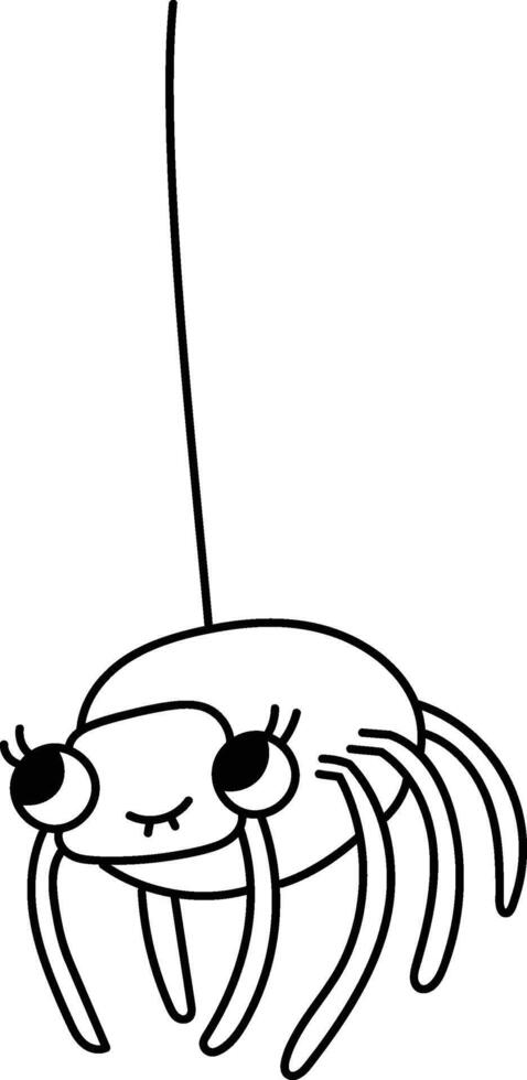Smiling Spider Hanging from Thread Doodle vector