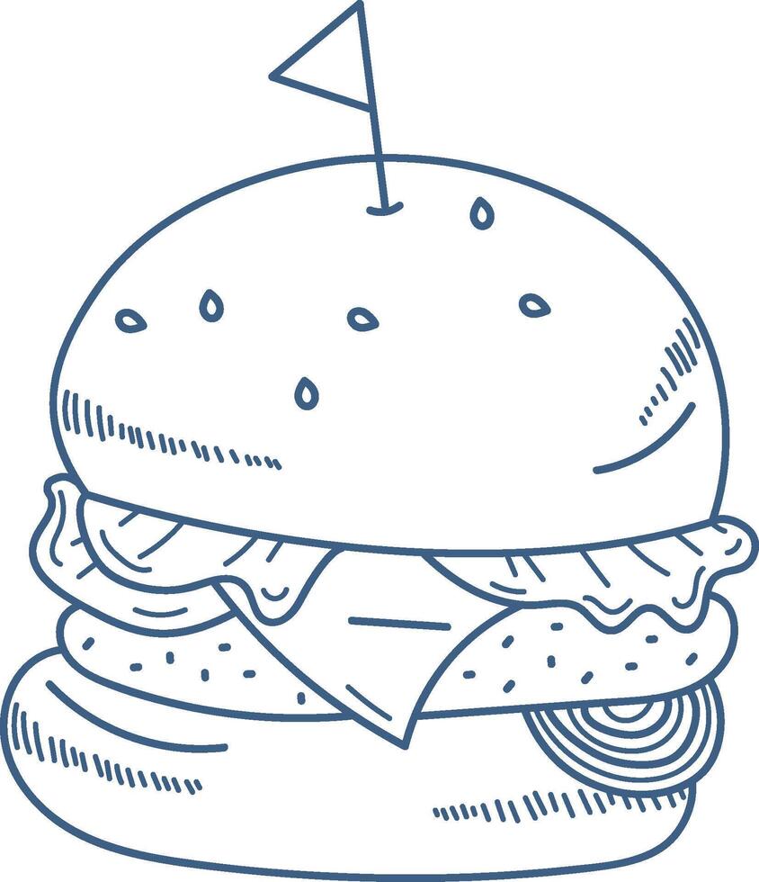 Hand-Drawn Burger with Flag vector