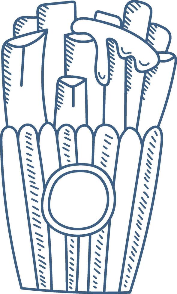 French Fries with Sauce Doodle vector