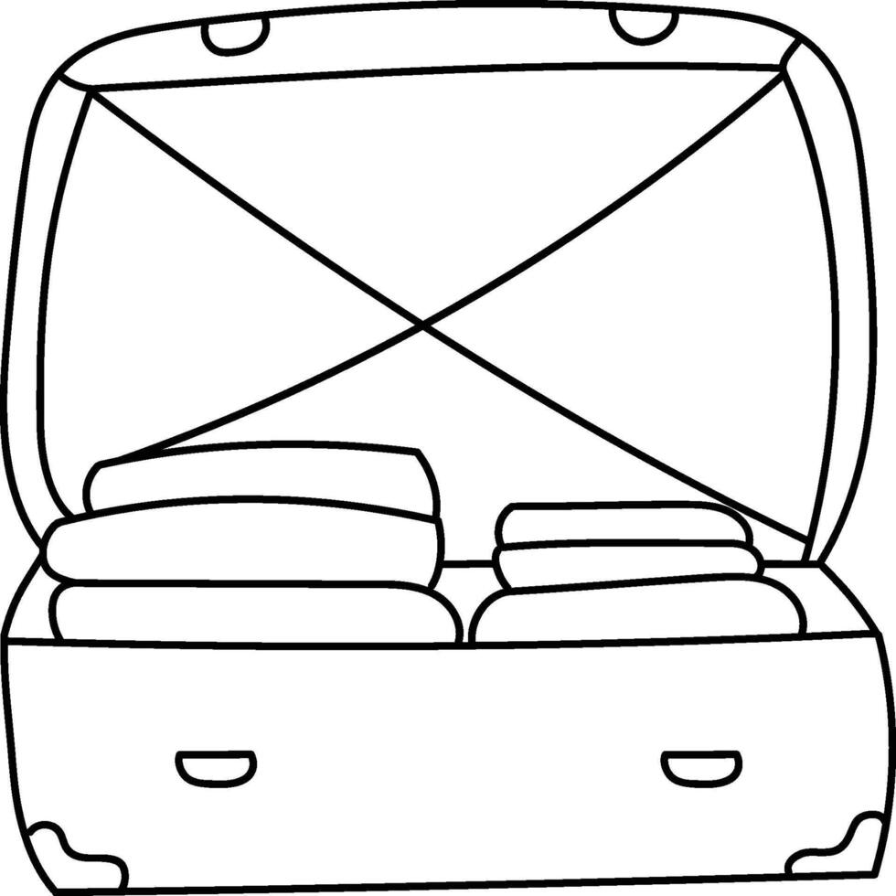 Opened Suitcase with Clothes Sketch vector