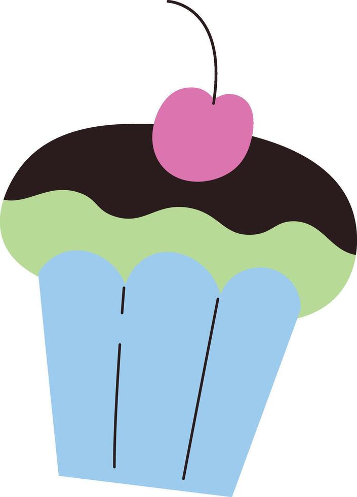 Cupcake with Cherry on Top vector