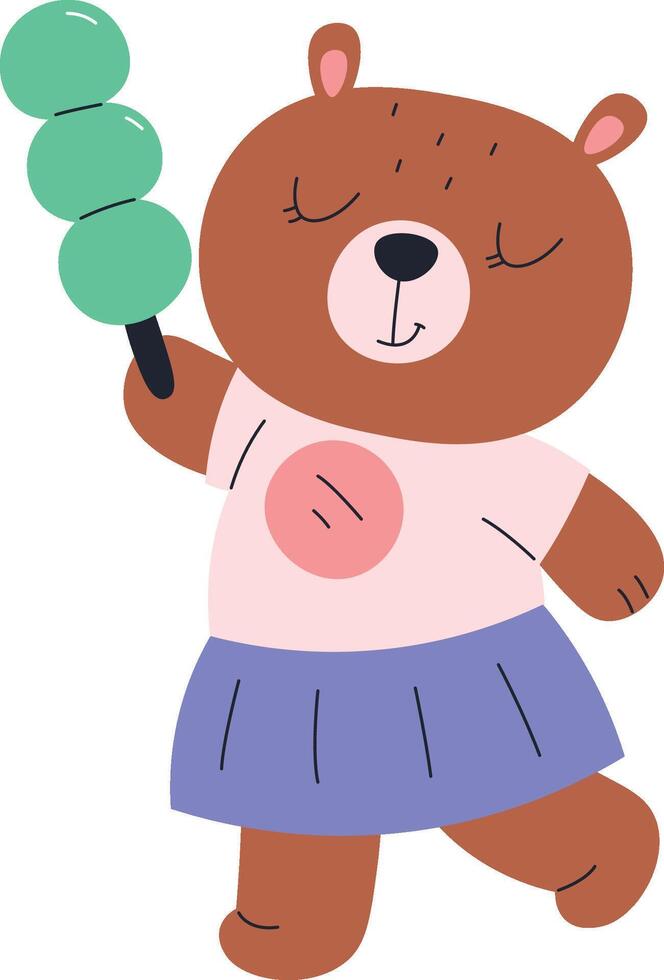 Dancing Bear with Ice Cream vector