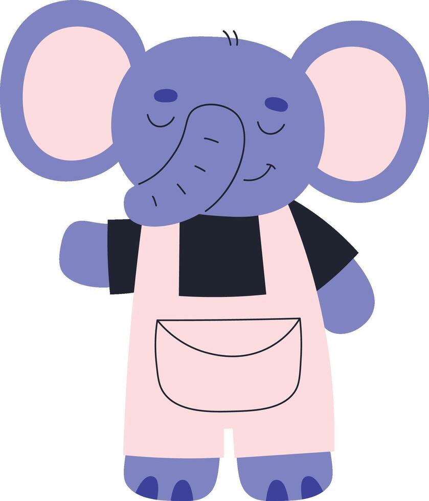 Adorable Elephant in Overalls vector