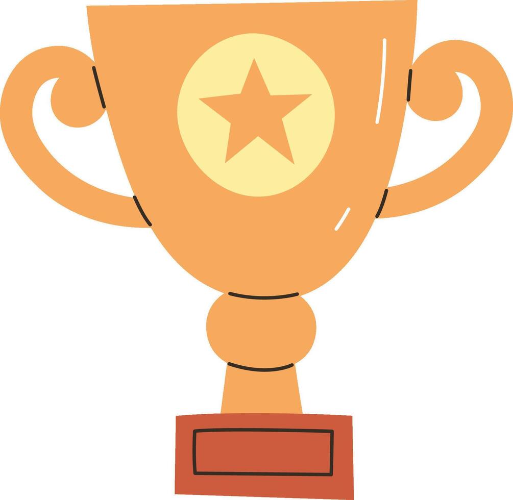 Cartoon Trophy with Star Emblem vector