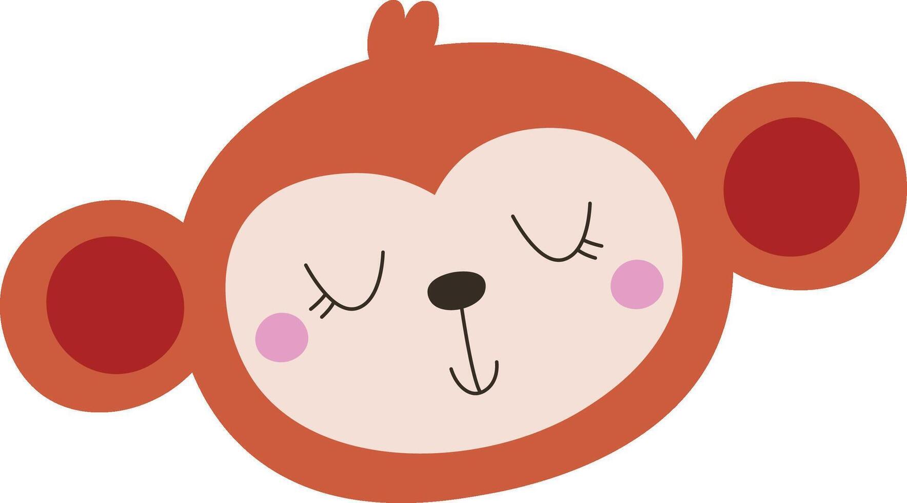 Adorable Monkey Face with Closed Eyes vector