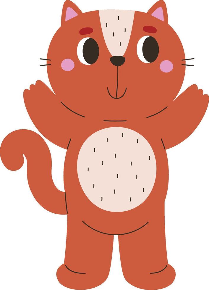 Cheerful Cartoon Cat with Whiskers vector