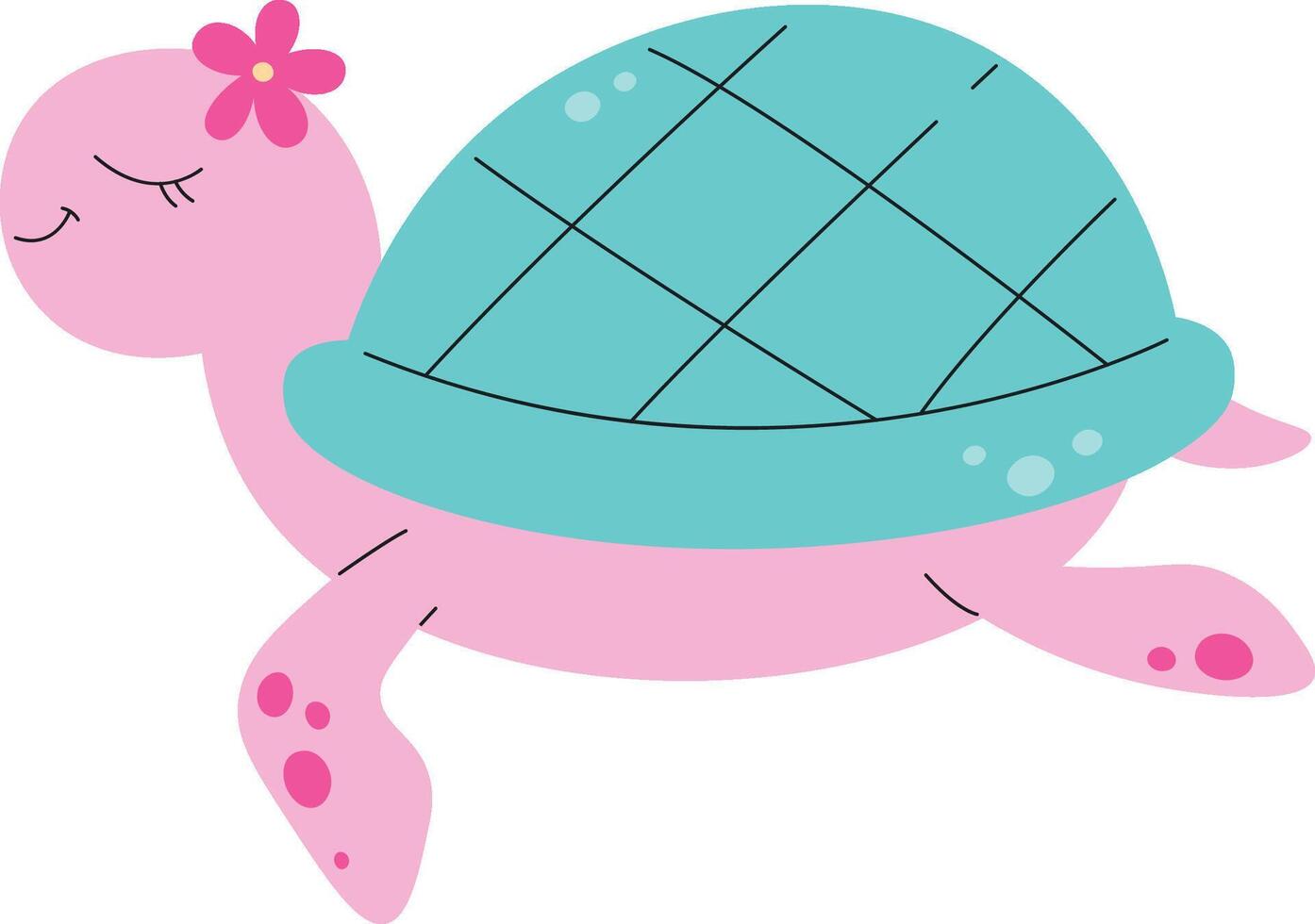 Smiling Turtle with Flower vector