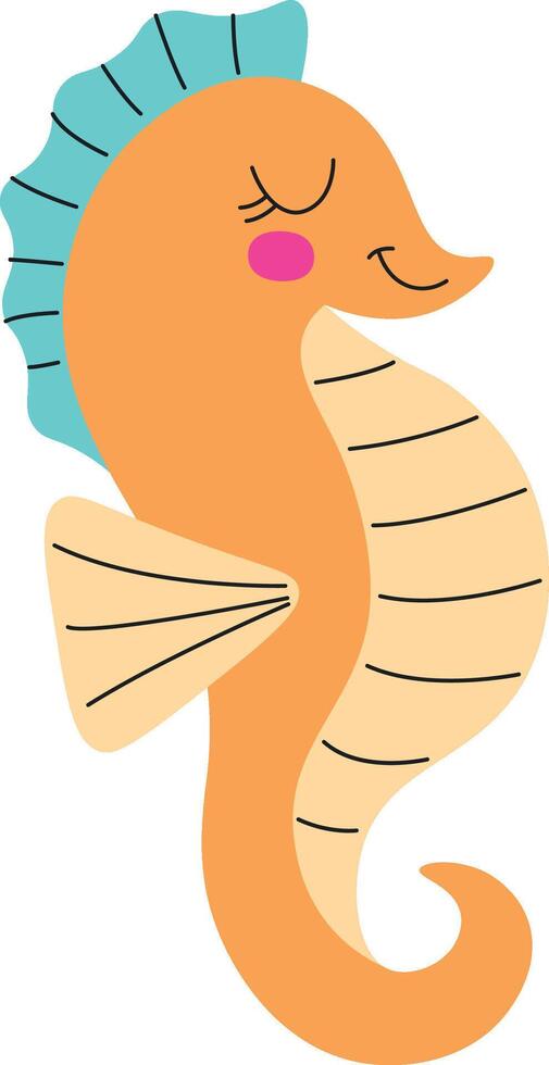 Smiling Seahorse with Fins vector