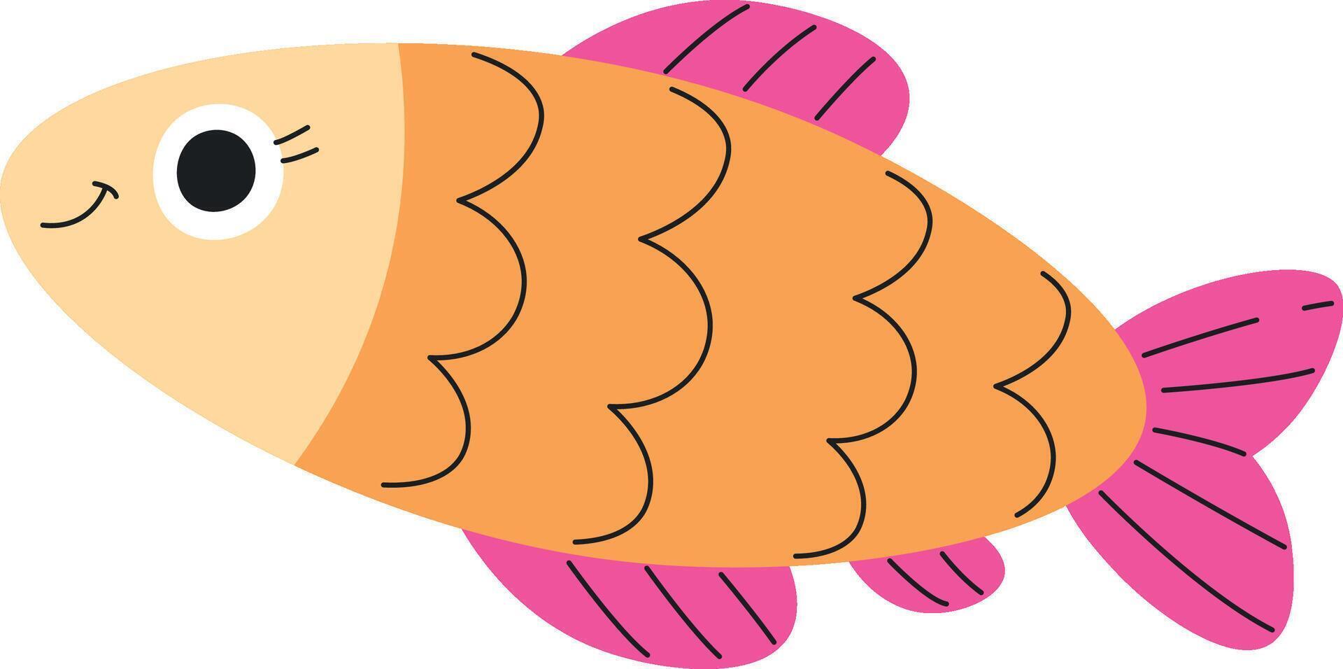 Smiling Cartoon Fish Element vector